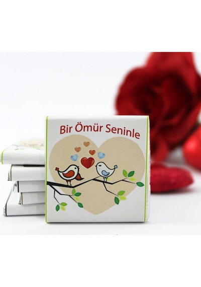 Dark Brown Bir Ömür Seninle Yazılı Bitter ve Sütlü Madlen Çikolata 48 Adet