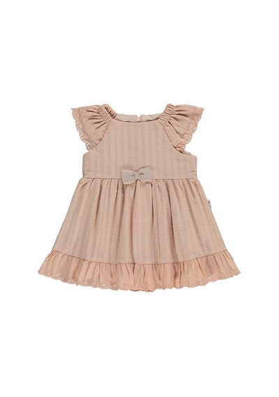 Civil Baby Fiyonk Nakış 6-18 Ay Elbise - Pembe GÜL KURUSU