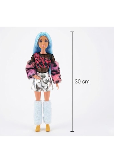 Anlily Moda Bebeği - Şık Tüylü Kabanlı Ve Trend Aksesuarlı Oyun Seti Moda İkonu Oyuncak Bebek
