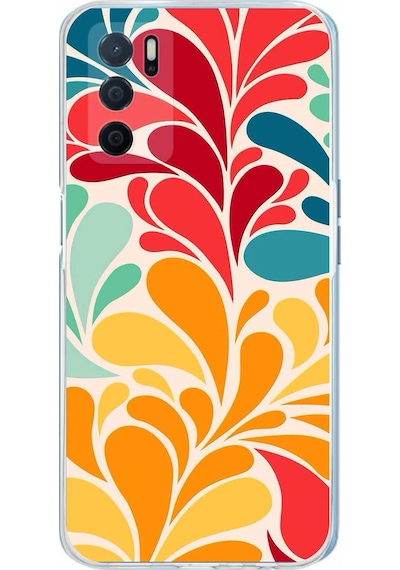Oppo A16 İle Uyumlu 1mm Slim Fit Retro Renkler 5 Baskılı Şeffaf Kılıf Şeffaf