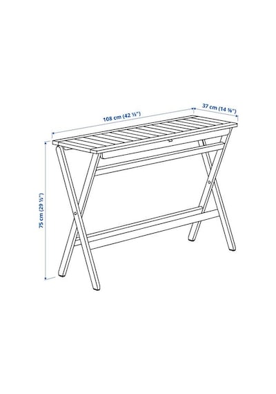 Ikea Nämmarö Katlanabilir Masa, Açık Kahverengi, 108x37 Cm