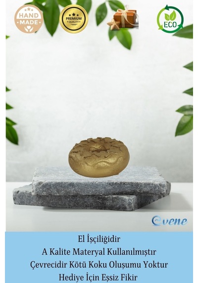 Mumluk Şamdan İnce Mum Uyumlu Donut Model - Altın