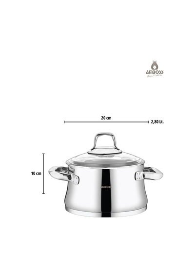 Oregon Paslanmaz Çelik İndüksiyon Tabanlı 8 Parça Cam Kapaklı Tencere Seti Gümüş
