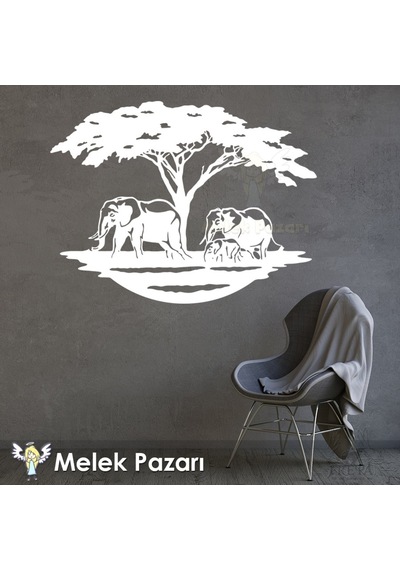 Fil Sürüsü Ve Afrika Doğa Manzarası Duvar Sticker