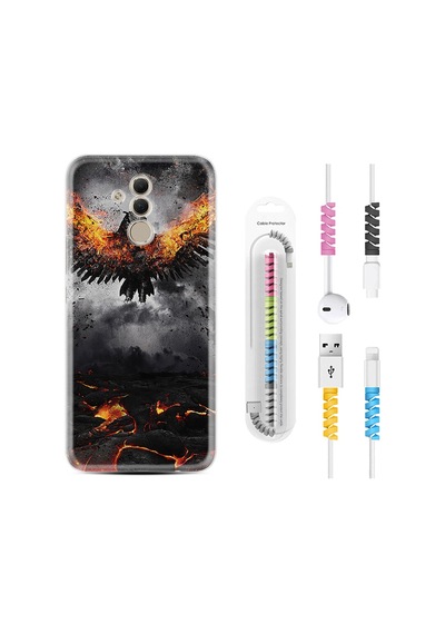 Huawei Mate 20 Lite Kılıf Kablo Koruyuculu Ateş Kartalı 1766