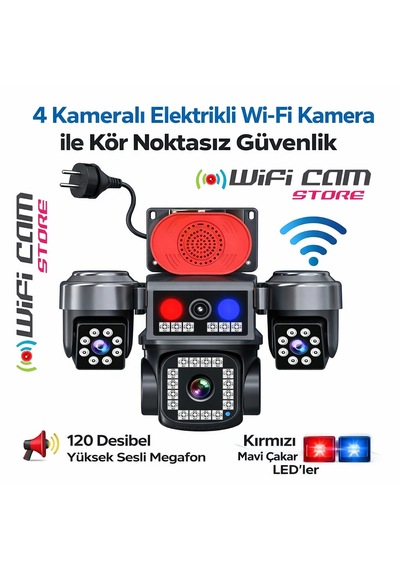 4 Kameralı Wi-fi Güvenlik Kamerası Elektrikli