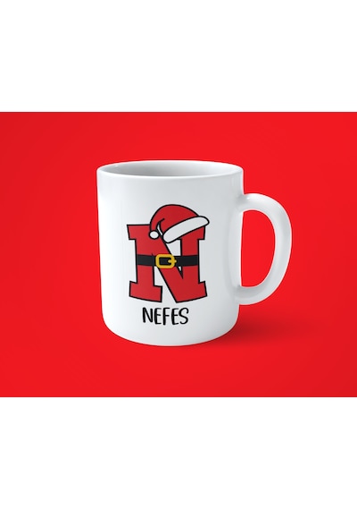 Yeni Yıla Özel N Harfli İsimli Noel Konseptli Fotoğraflı Kupa Bardak 07 Beyaz