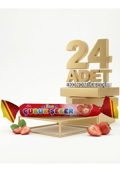 Afia Afibon Çilekli Çubuk Şeker 24x6,7 Gr