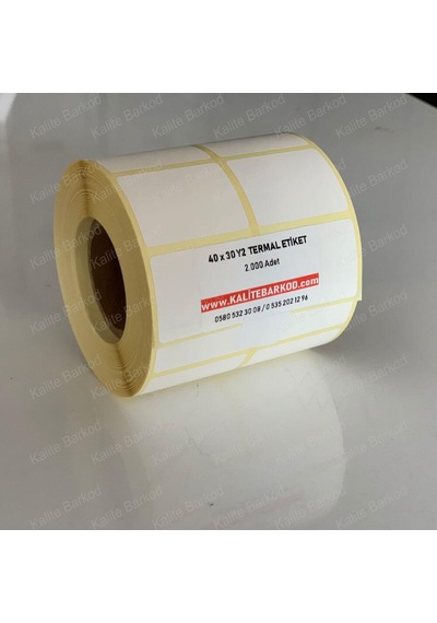 40X30 Yanyana 2'Li Termal Etiket Rulo Barkod Etiket Kalite Ba