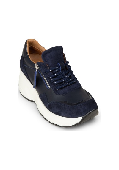 Deery Kadın Hakiki Süet Lacivert Dolgu Topuk Sneaker - M9147zlcvc01