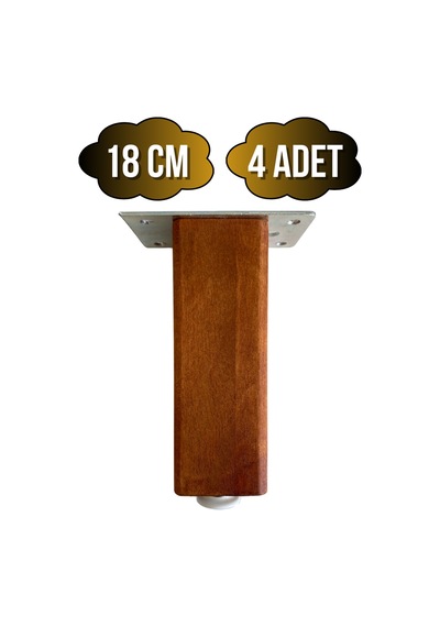 Kale Ayarlı Ahşap Ayak Mobilya Masa Ve Dolap Ayağı Ceviz Kayın/gürgen Ağacı 18cm 4 Adet Ceviz
