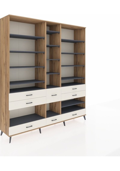 Hyperion Dolap 19 Raflı 8 Çekmeceli 220x44x243 Çam-antrasit/aytaşı Antrasıt/aytası Hyperion Dolap 19 Raflı 8 Çekmeceli 220x44x243 Çam-antrasit/aytaşı Antrasıt/aytası