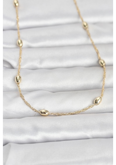 Cm 14k Gold Renk Topçuklu Burgu Zincir Model 60 Cm Kadın Kolye - Lisinya altın