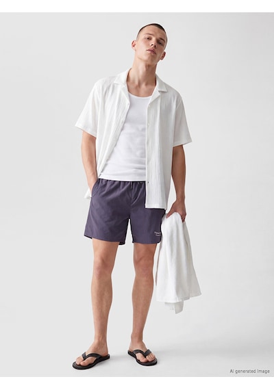 Lcw Swımwear Mor Kısa Boy Baskılı Erkek Deniz Şortu