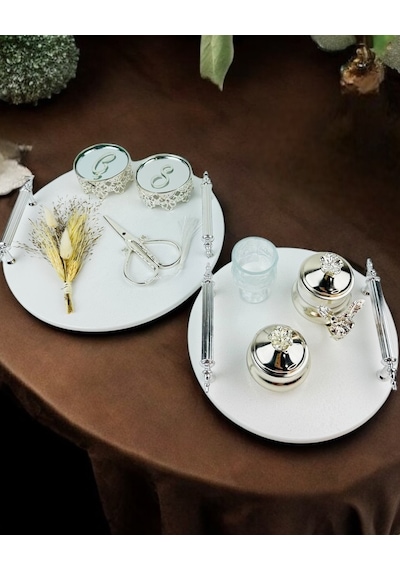Adoration Polyester Söz Tepsisi Beyaz Beyaz