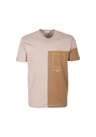 Erkek Tişört Bisiklet Yaka Bej Slim Fit %100 Pamuk T-shirt Ncs Jeans 1301 Bej