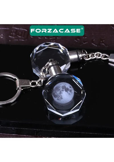 3d Kristal Dolunay Tasarımlı Renkli Işıklı Anahtarlık - Fc960