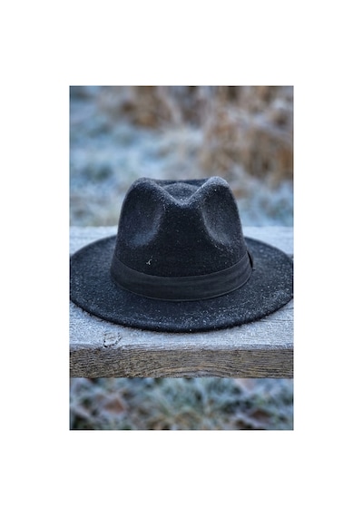 Emybox Kadın Kaşe Kovboy Şapka Geniş Siperlikli Fötr Kemerli Kışlık Şık Şapka Country Vintage Tarz Şapka Siyah