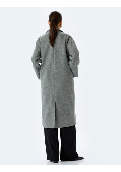 Koton Cepli Uzun Kruvaze Oversize Kaşe Kaban Gri 5wak00388ew Gri