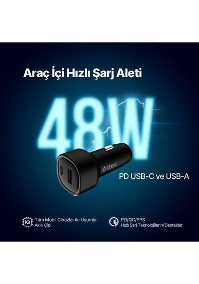 Smartcharger Duo Pd 48w Araç Hızlı Şarj Aleti Usb-c+usb-a