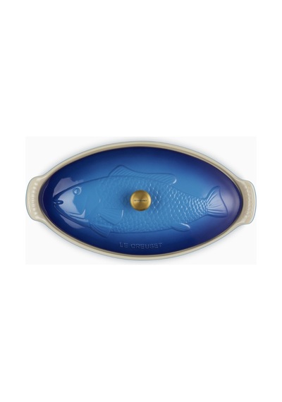 Le Creuset Kapaklı Seramik Balık Pişirme Kabı, 34 Cm Seramik Tava Lacivert