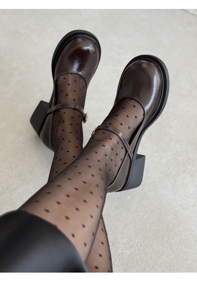 Selin Shoes Nora Kısa Topuklu Bilek Detaylı Gold Aksesuarlı Kadın Loafer- Kahverengi