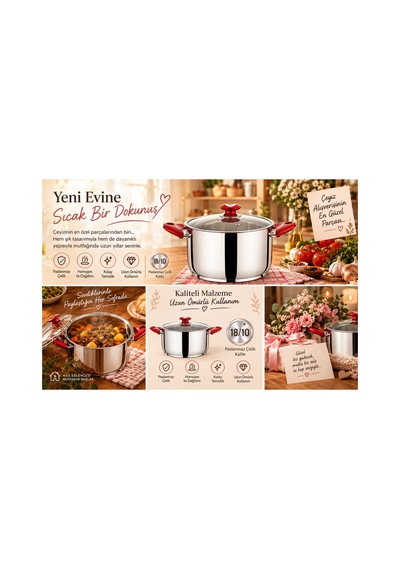 Paslanmaz Öncü Çelik 22 Cm Derin Tencere Gri - 935155347 Gri