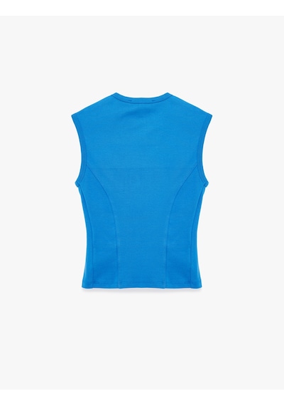 Koton Pamuklu Bisiklet Yaka Slim Fit Kolsuz Tişört Mavi 6sak50050pk