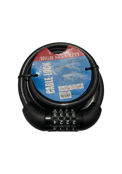 Bisiklet Şifreli Kilit 12 Mm 100 Cm Siyah Ayarlanabilir Şifre