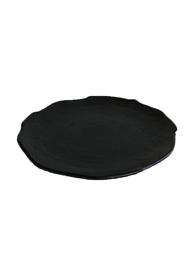 Melamin Yassı Yuvarlak Servis Tabağı Siyah 27cm - Melamin Tabak