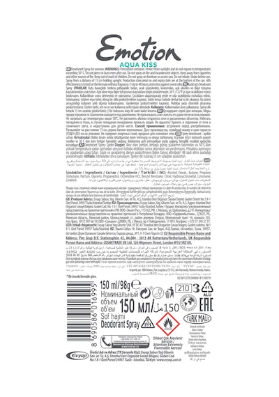 Emotion Aqua Kiss Kadın Sprey Deodorant 6 x 150 ML