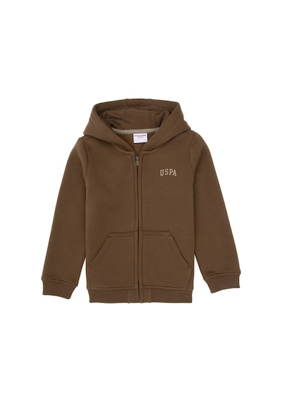 U.S. Polo Assn. Erkek Çocuk Haki Fermuarlı Kapüşonlu Sweatshirt 50313852-VR027