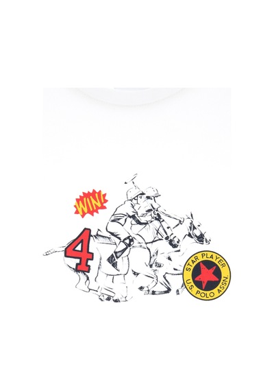 U.S. Polo Assn. Erkek Çocuk Beyaz Comfort Bisiklet Yaka Tişört 50307178-VR013