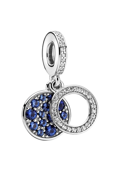 Nur Silver Mavi Disk Sallantılı Gümüş Charm Nur-bl09993
