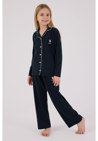 U.s. Polo Assn Kız Çocuk Lacivert Gömlek Pijama Takımı 5274-48862 Lacivert