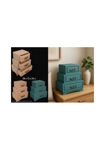 Ahşap Supla Seti 5 Li Ham Mdf Dekoratif Sunum & Mutfak Seti 17 22 35 Cm