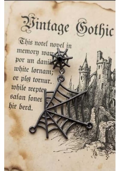 Dükkan Design Gotik Örümcek Ağı Küpe Antrasit