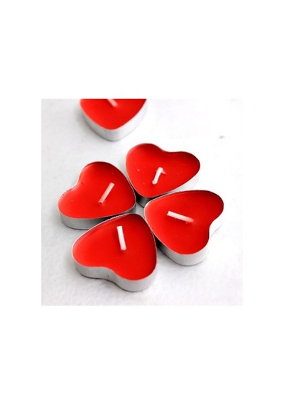 Kalp Tealight 7'li Mum & Kandil Kırmızı