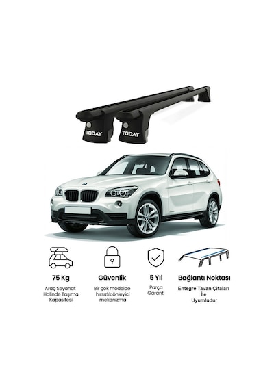 Trio-ıı Bmw X1 E84 2010-2015 Uyumlu Siyah Kilitli Ara Atkı 120cm Port Bagaj Tavan Barı