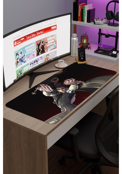 Bayonetta Kaymaz Dikişli Kauçuk Oyuncu Mousepad V3 - 90x40 Xxl Gaming Mouse Pad Fare Altlığı