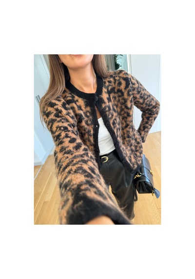 Piedra Leopar Desen Şardonlu Kadın Hırka Siyah - 674122990 Siyah - 674122990 Siyah