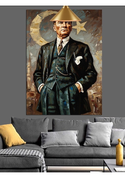 Şık Takım Elbisesiyle Atatürk Dekoratif Kanvas - Mdf Ahşap Tablo