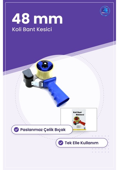 Koli Bant Kesici El Tipi Dispenseri 48 Mm Paslanmaz Bıçaklı Paket 1
