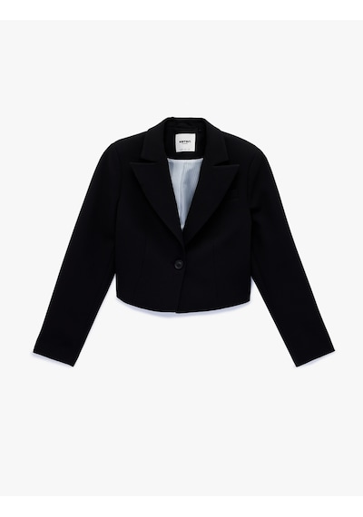 Koton Regular Fit Uzun Kollu Crop Blazer Ceket Siyah 6sak50056uw Siyah