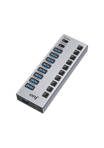 Juo Usb-a 10 Portlu Anahtarlı 8 Usb-a 2 Type-c 5gbps Usb 3.1 Çoklayıcı Dönüştürücü Hub