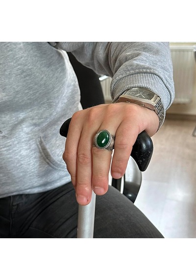 Doğal Taş Yüzük, 925 Ayar Gümüş Yüzük, Jade Gümüş