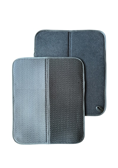 Bulaşık Matı Süper Emici Bulaşık Kurutma Matı 44x36cm Tezgah Üstü Bulaşık Matı, 2'li Set Gri
