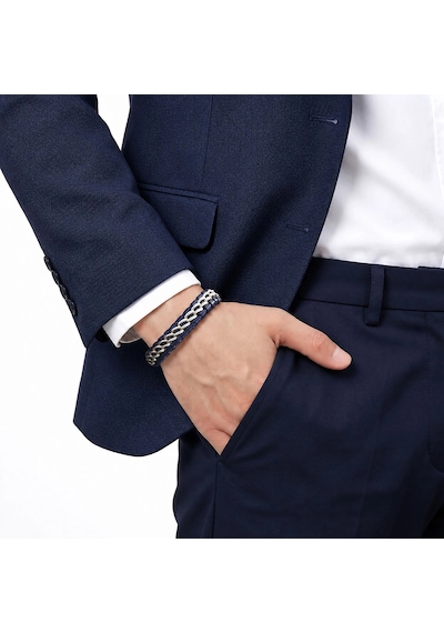 Moncuk Design Lacivert Çift Zincir Çelik Ve Deri Bileklik 33514b2d6 Çok Renkli 46600936