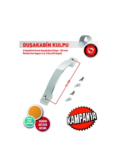 Lüks Oval Ay Kulp Duşa Kabin Kulbu Krom Duş Kulp 4 Adet Dörtlü Set Lüx Krom