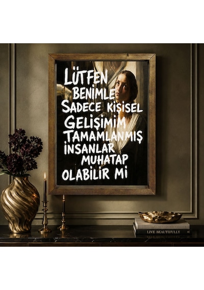 Bk Gift Vintage Klasik Sanat Esprili Sözlü Masif Ahşap Çerçeveli Dekoratif Tablo - 4